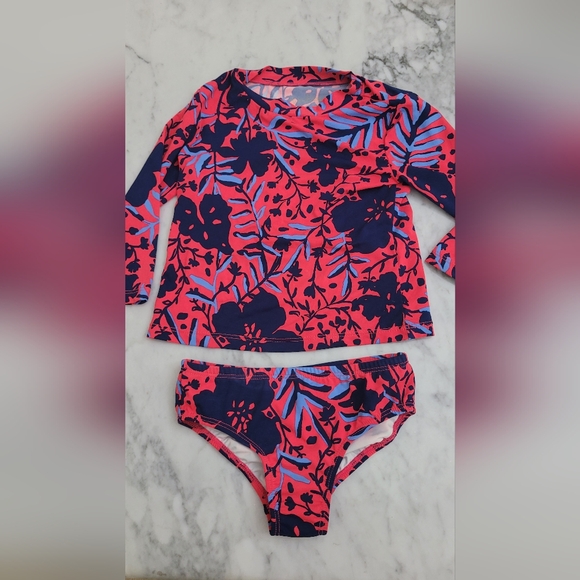 Lilly Pulitzer Bikini Swimsuit Bobby Rashguard Ruby Red Heron My Own. Size 4 - Picture 1 of 3